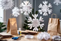 Upcycled Lunch Bag Snowflakes A Simple Craft
