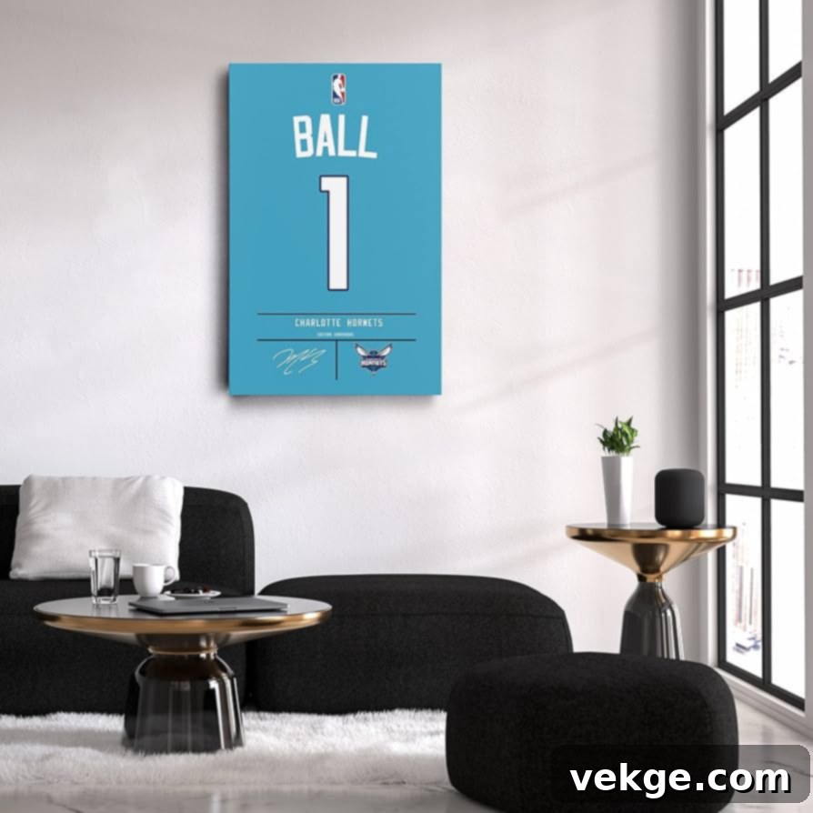 LaMelo Ball Jersey Art Charlotte Hornets NBA Wall Art Home Decor Hand Made Poster Canvas Print
