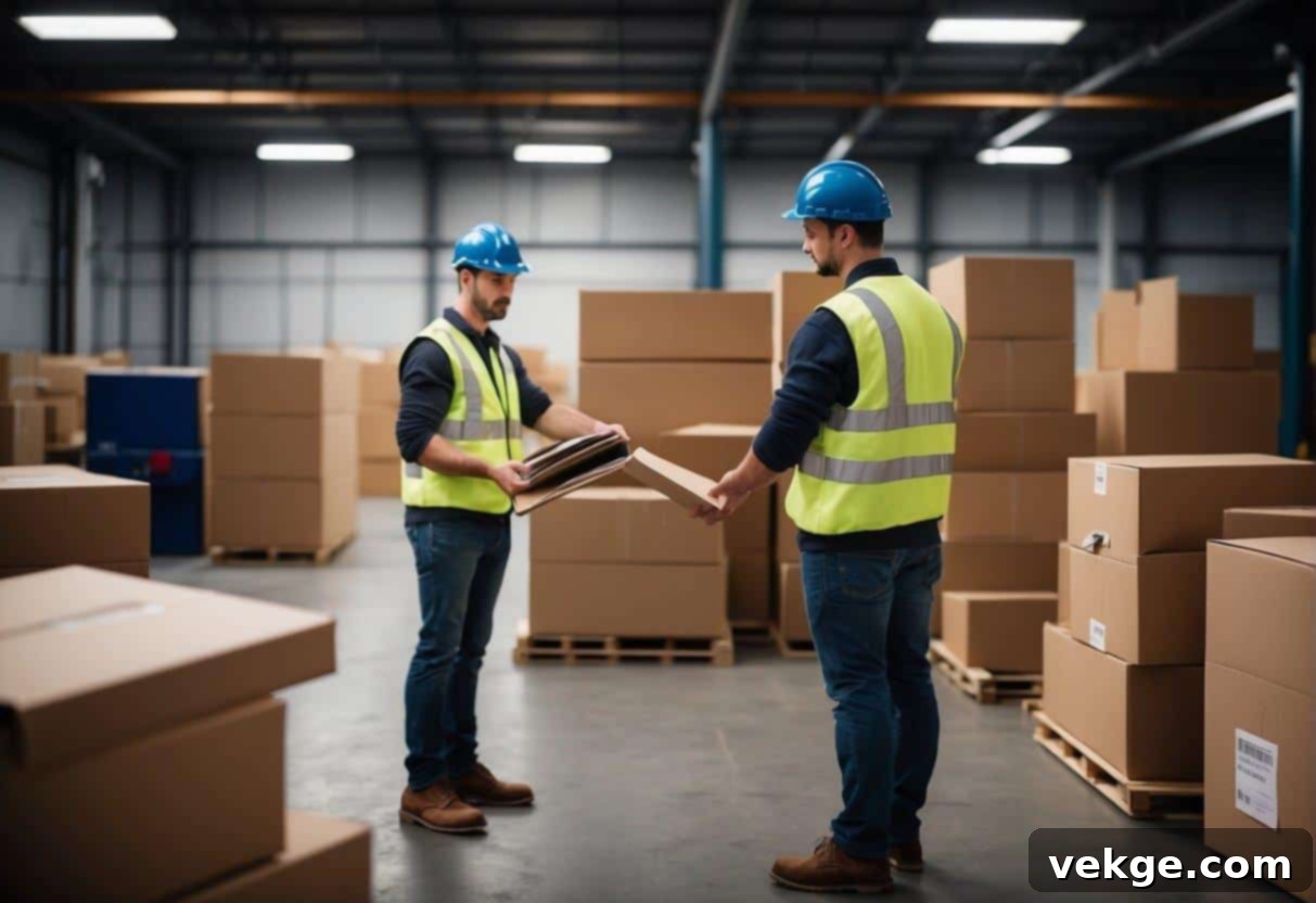 Boxes labeled and stacked, furniture wrapped and protected, checklist in hand, movers strategize for a smooth relocation