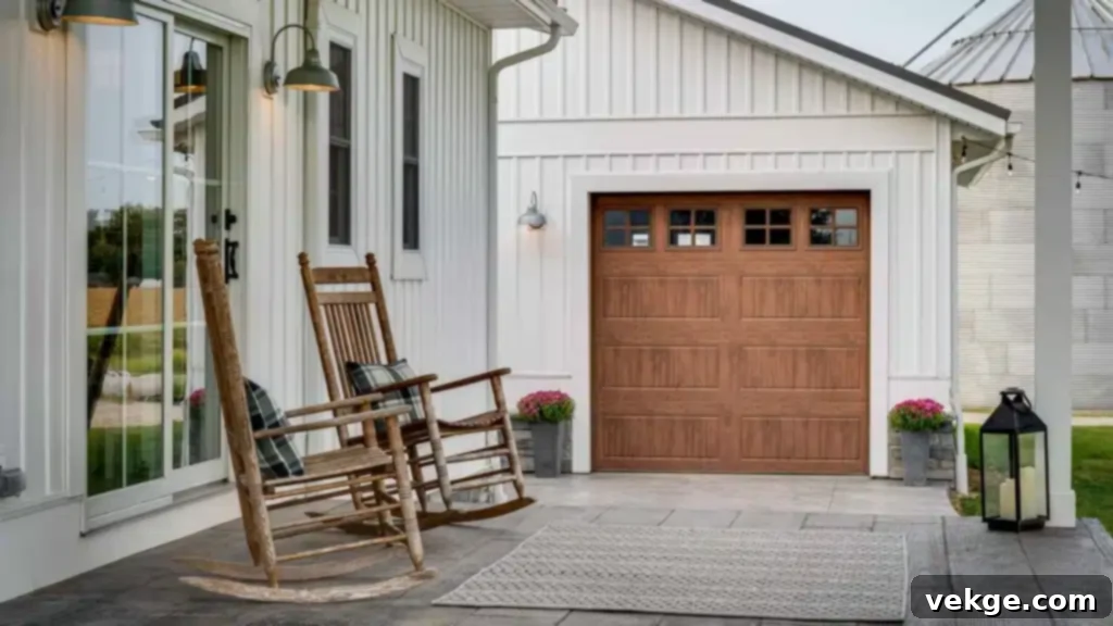 Elegant Wooden Garage Door on a Modern Home