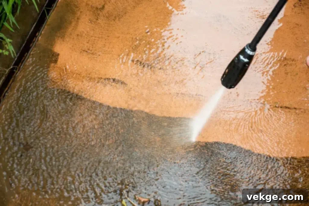 The Science Behind Jet Washing - High-pressure water stream cleaning a surface