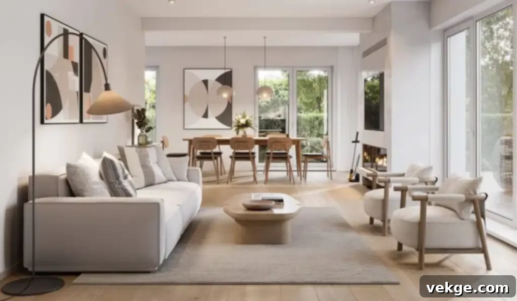 Elegant quiet luxury living room with classic, large furniture pieces and rich wooden details.