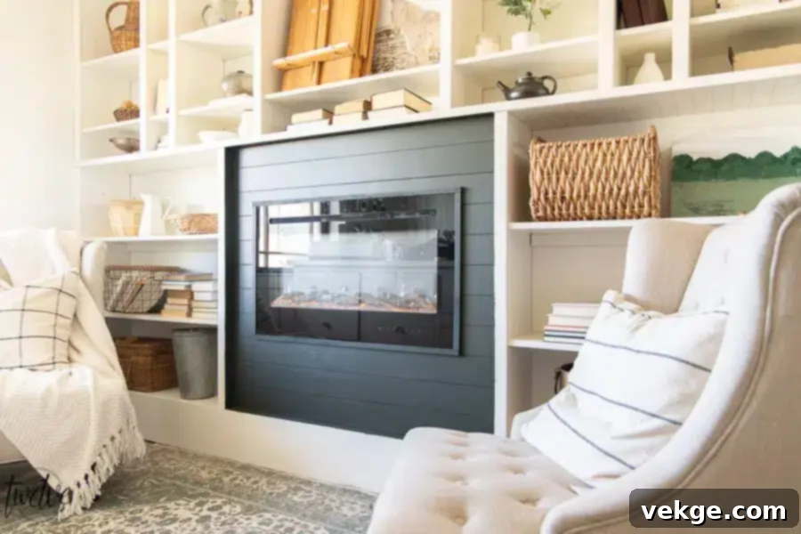 Have a Built-In Bookshelf on Each Side of Your Electric Fireplace