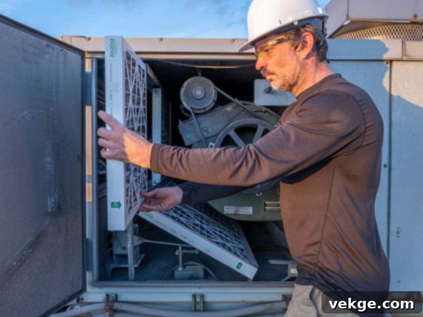 Homeowner performing basic HVAC maintenance by cleaning air filters.