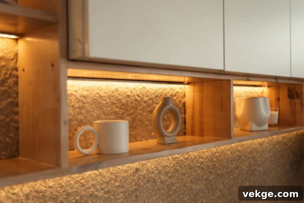 Decorative display with vibrant color-changing LED strip lighting