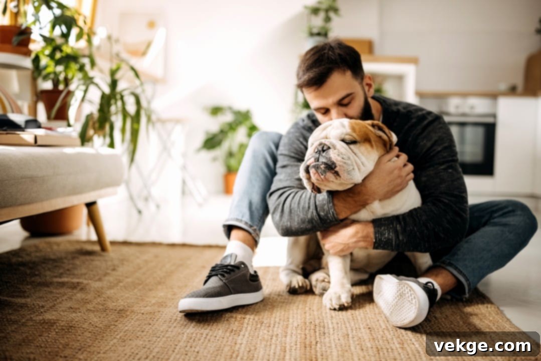 Happy dog sitting in a pet-friendly apartment with a clear pet policy