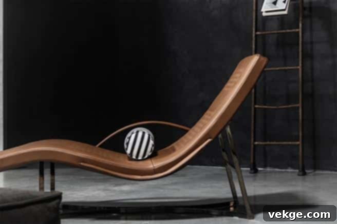 Leather chaise lounge by Cierre in a minimalist living room setting