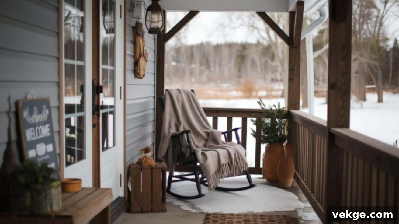 Mix Neutral Greens and Vintage Decor for a Classic Winter Porch