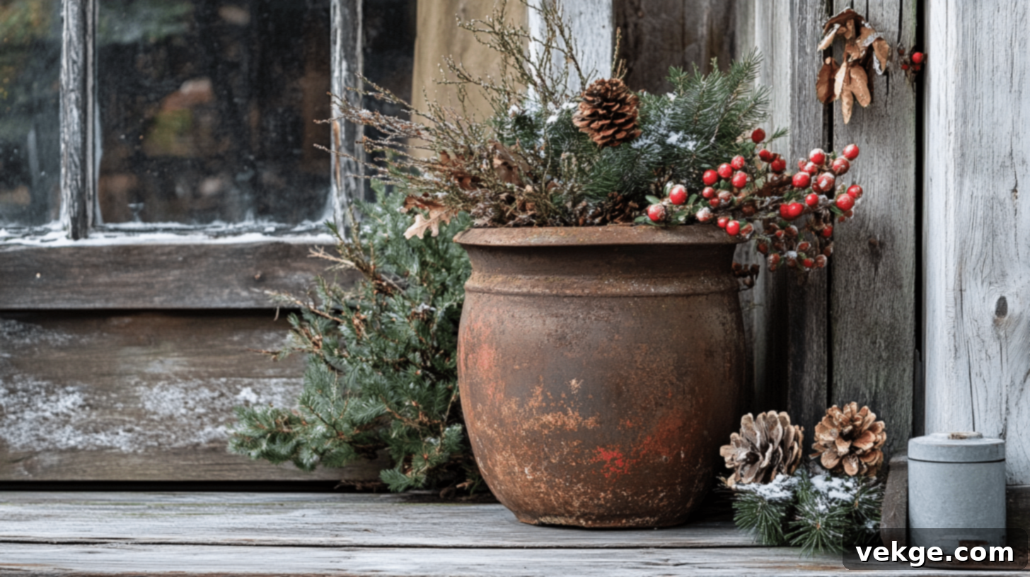 Design a Rustic Porch Pot for Winter Outdoor Decor