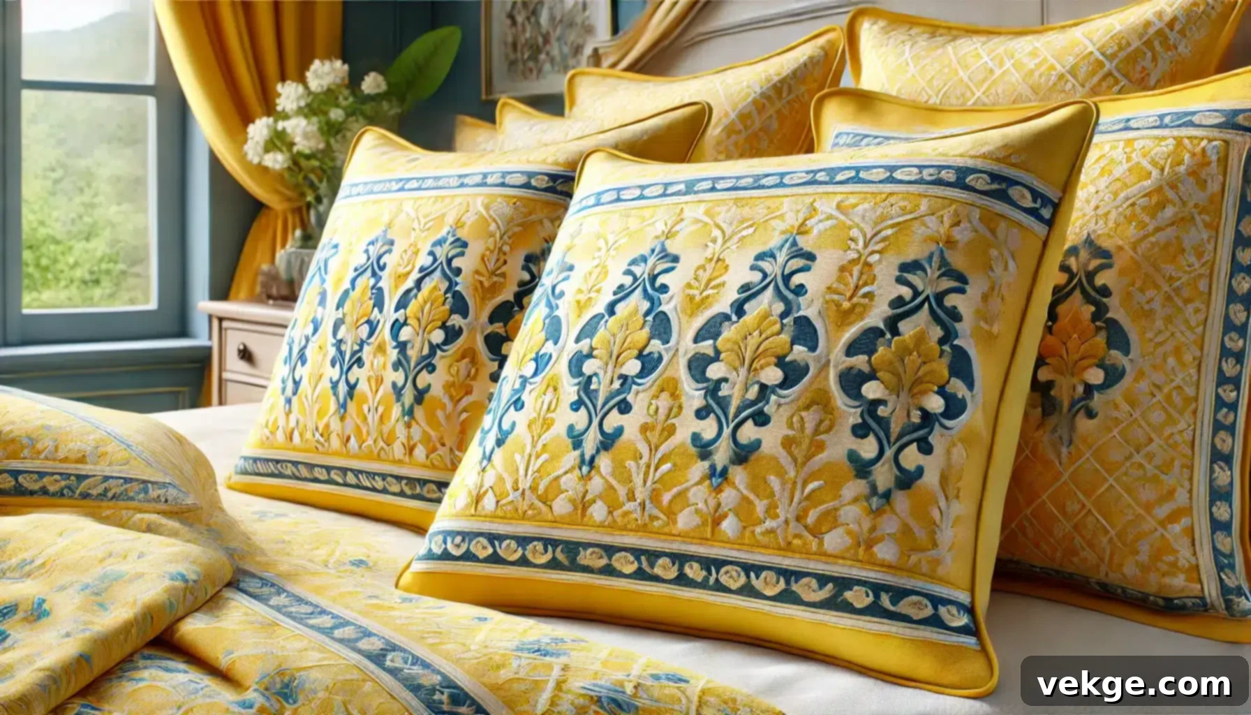 Sunny Meadow Yellow and Blue Floral Pillow Sham