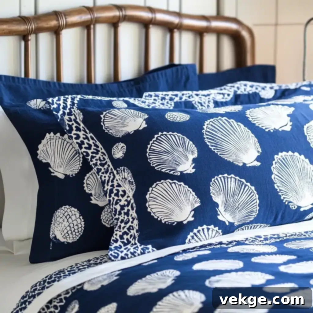 Ocean Voyage Navy Blue Oriental Pillow Cover