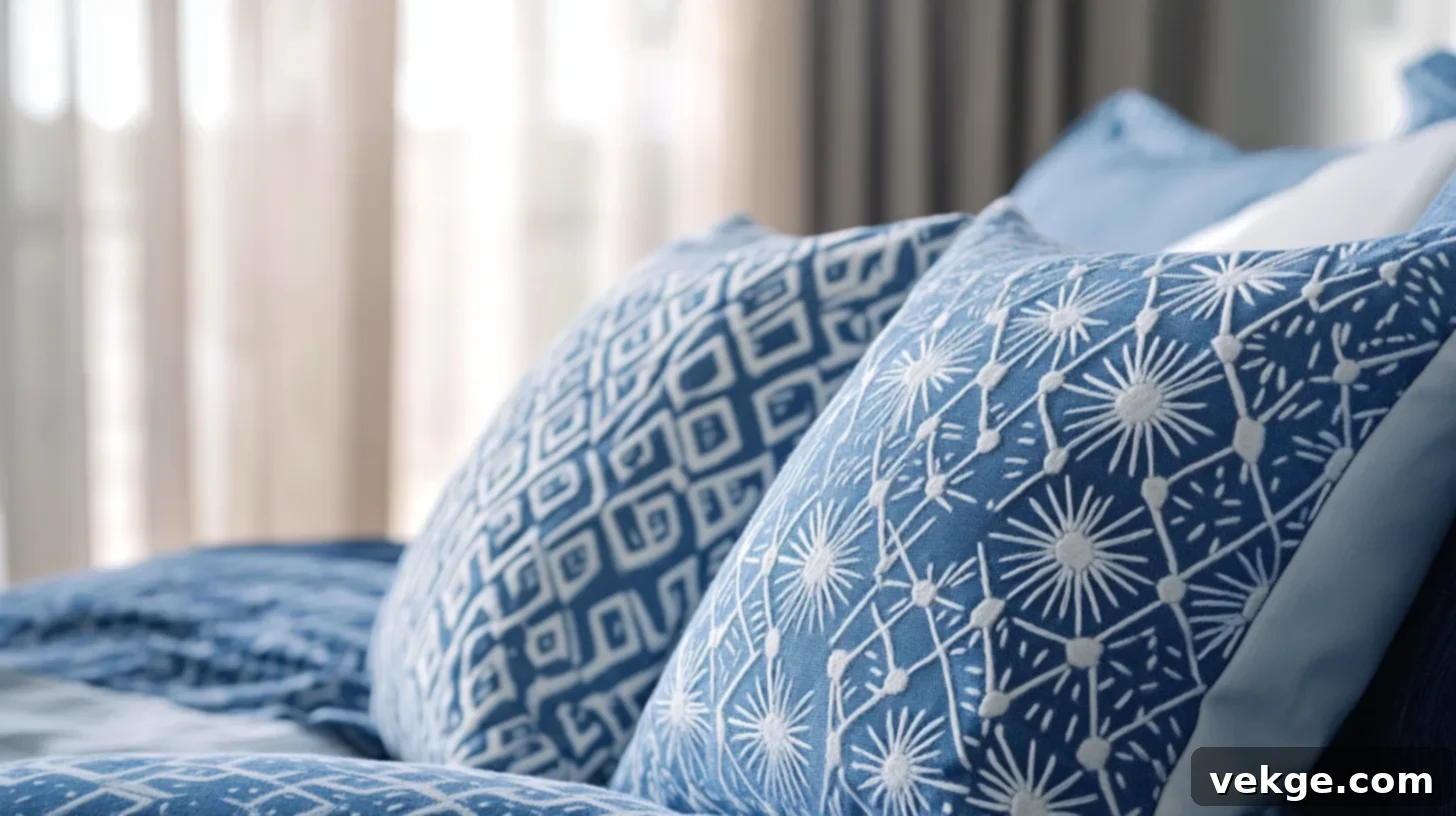 Cosmic Dreams Blue Batik Pillow Cover with Flange