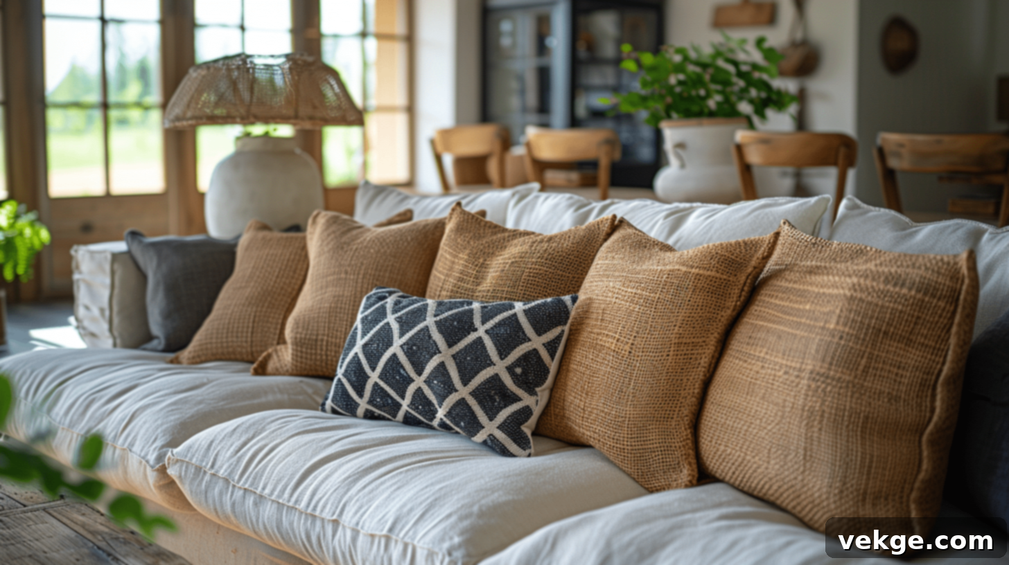 Burlap Throw Pillow Cover