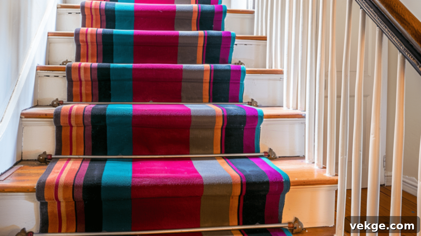 Colorful Horizontal Stripes Stair Runner