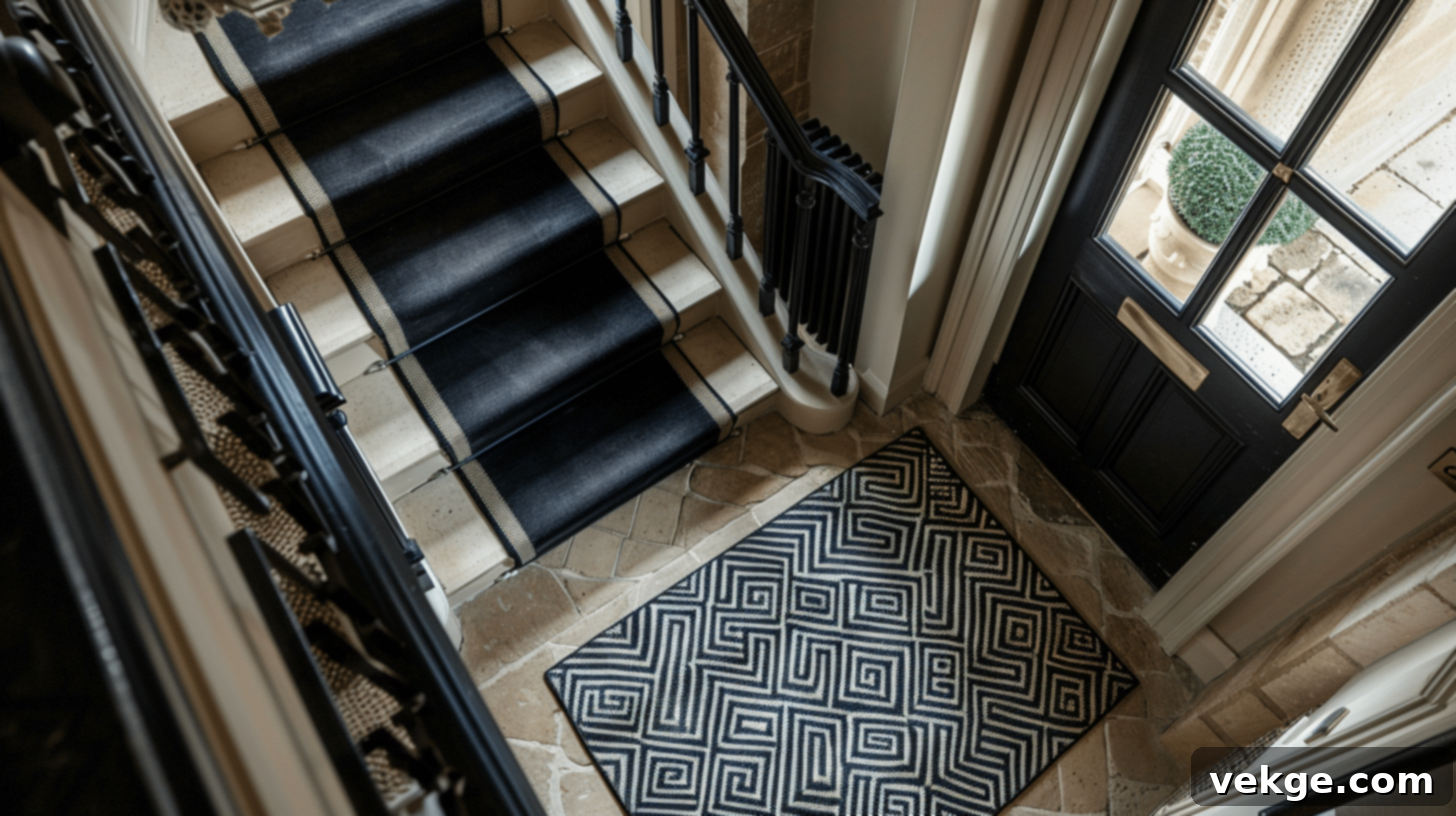 Bold Black Staircase Runner