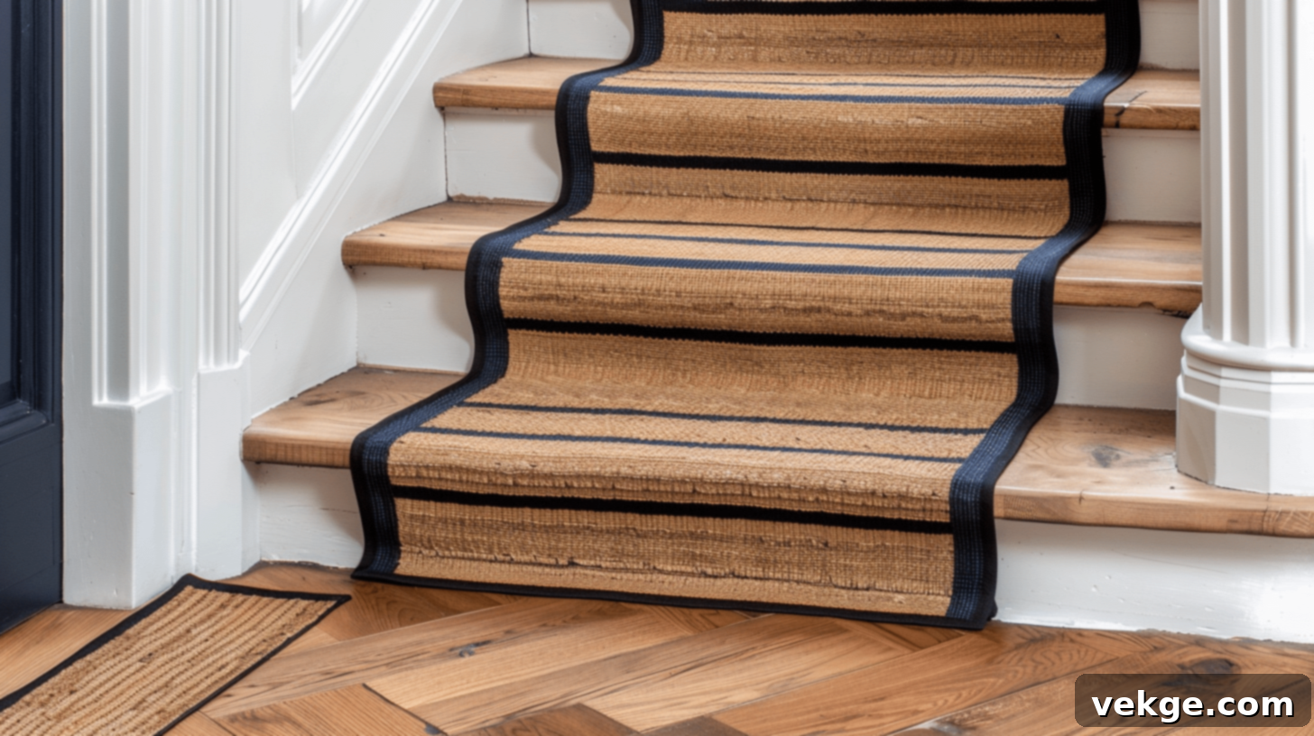 Brown Striped Jute Stair Runner