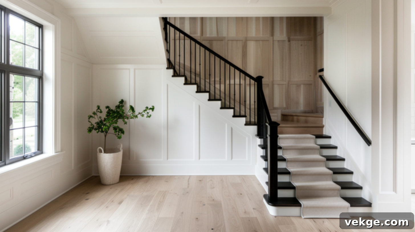 Cream Stripe Stair Runner for Bright Homes
