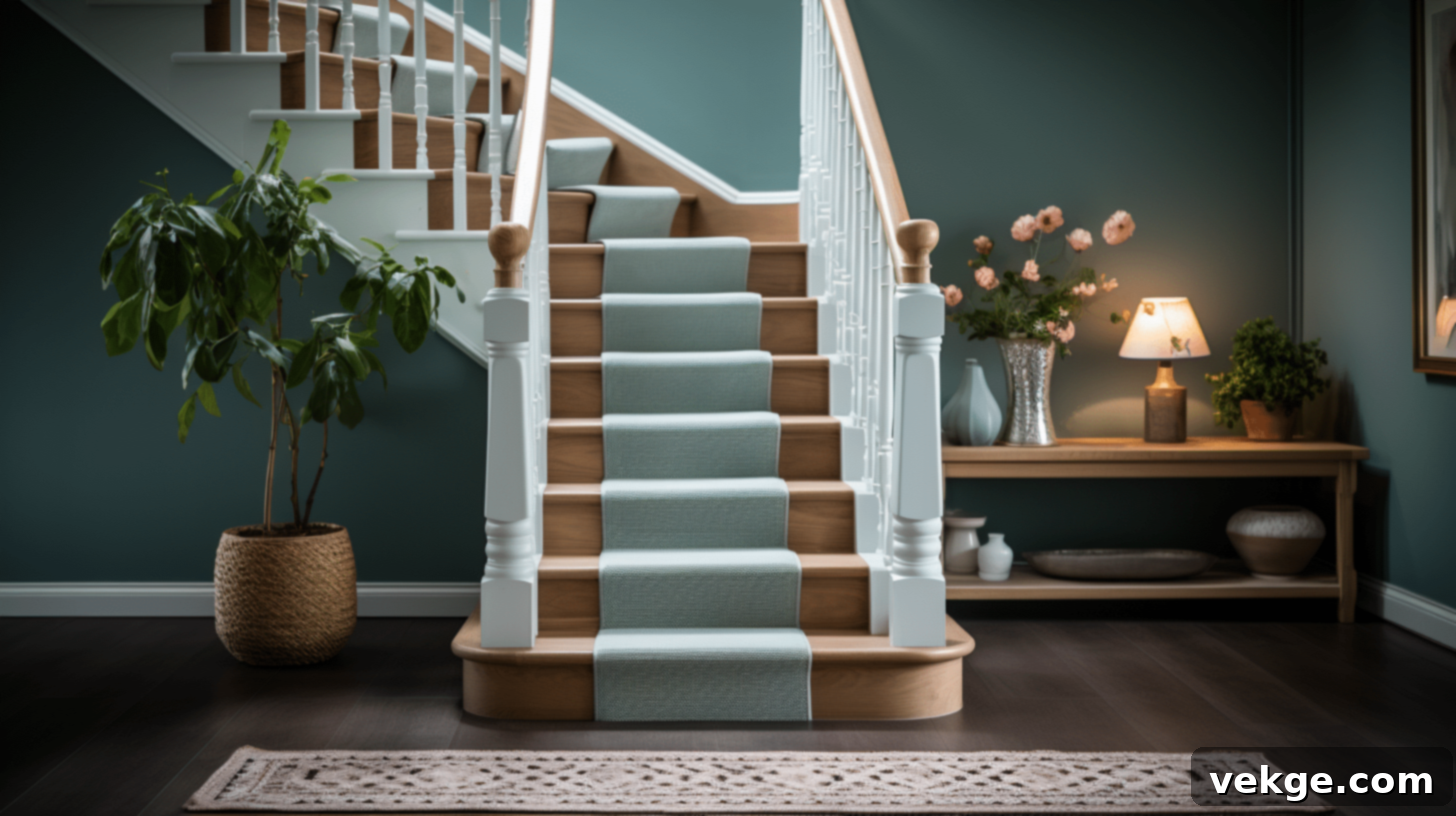 Modern Plush Blue Stair Runner