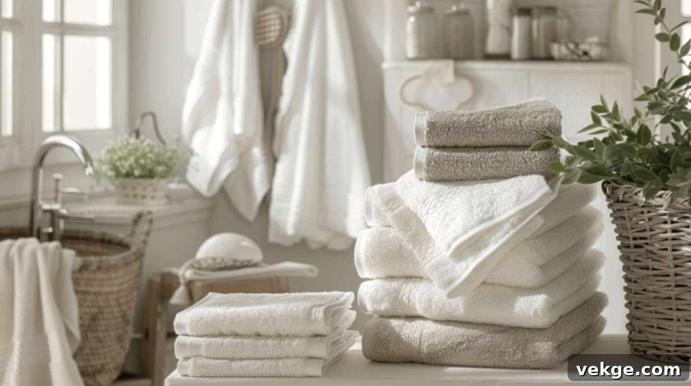 Soft Towels and Linens in Cottage Bathroom