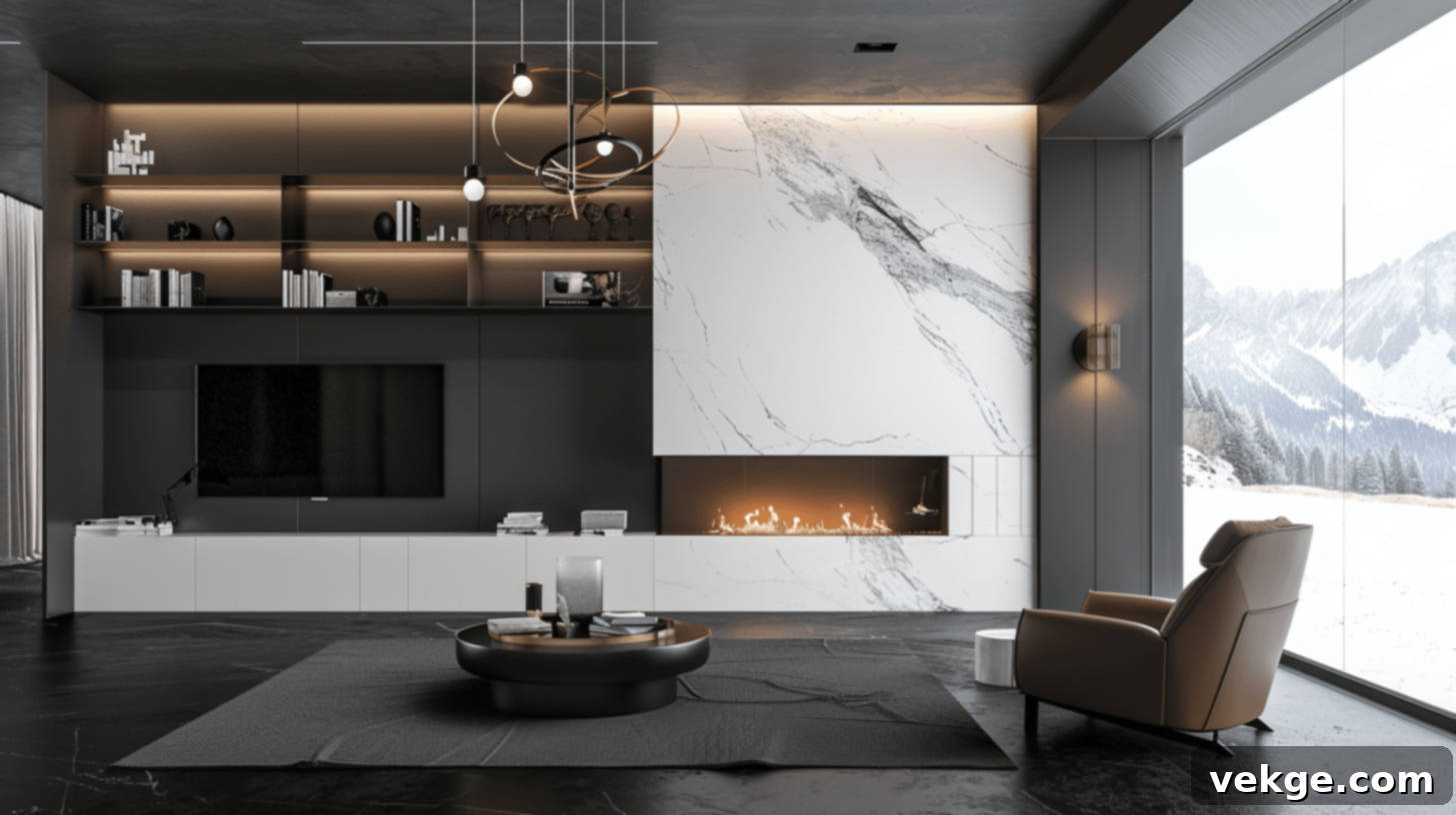 TV and fireplace on adjacent walls in a modern living room