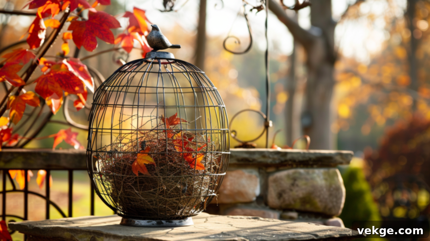 Harvest Season Porch Decor Ideas 47 Charming Metal Rustic Farmhouse Birdcage Decor on Stone Surface for Porch