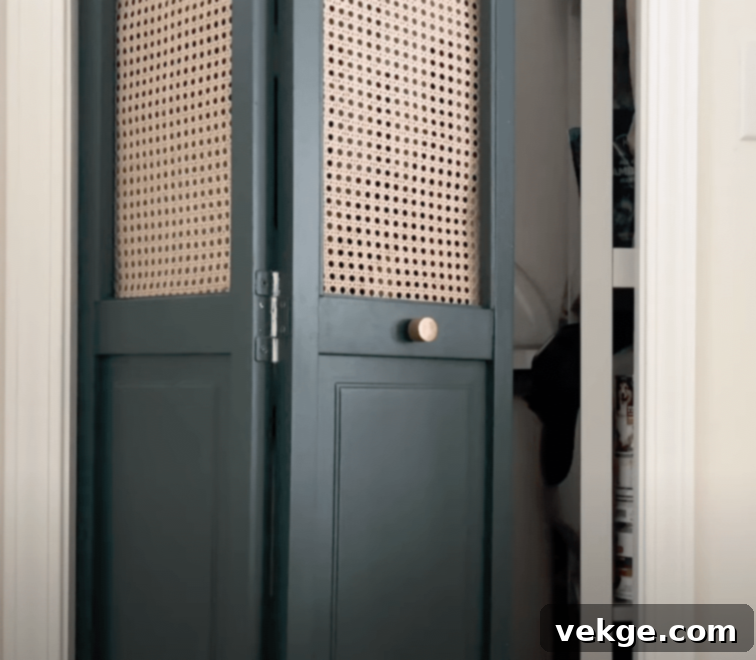 Rehang the bifold door with its hardware, ensuring smooth operation.