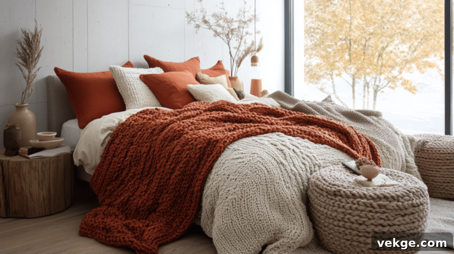 Chunky Knit Bedding for a Cozy Fall Bedroom