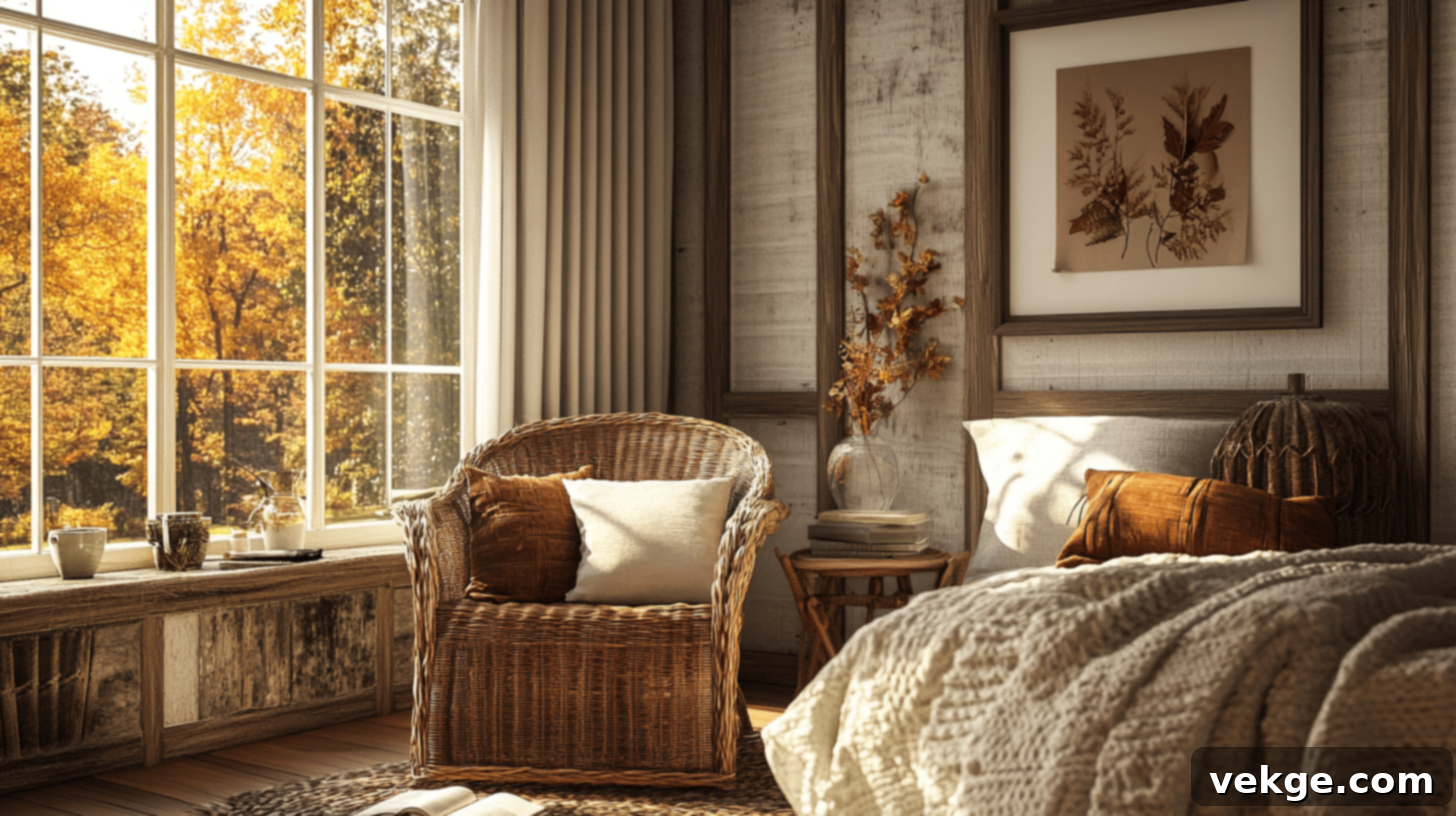Wicker Decor for Rustic Fall Bedroom Accents
