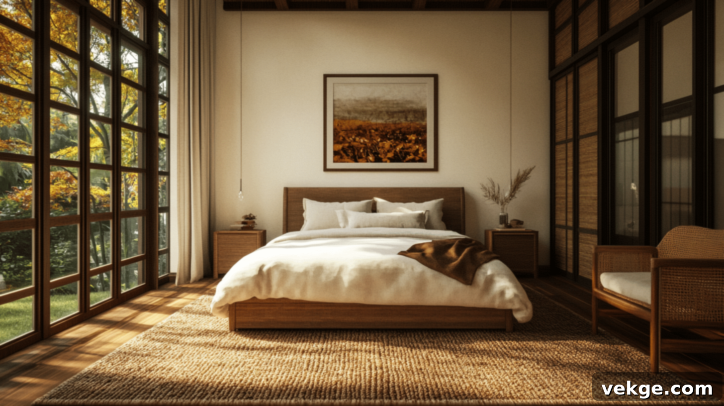 Brown Jute Rug for Fall Bedroom Decor
