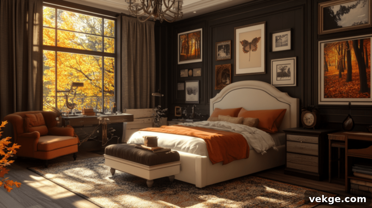 Cozy Seating Area for Fall Bedroom Relaxation