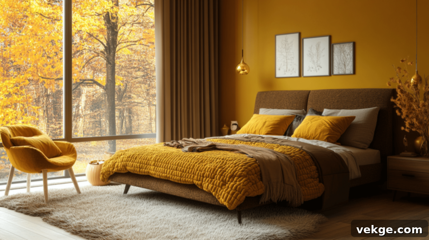 Mixing Brown and Yellow for Fall Bedroom Color Palette