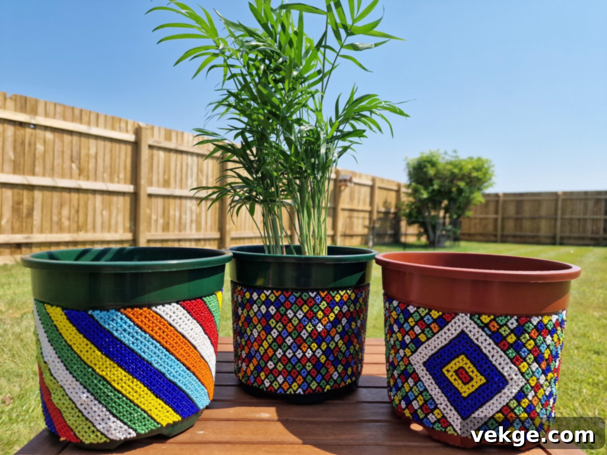 African-Inspired Clay Planters with Intricate Patterns