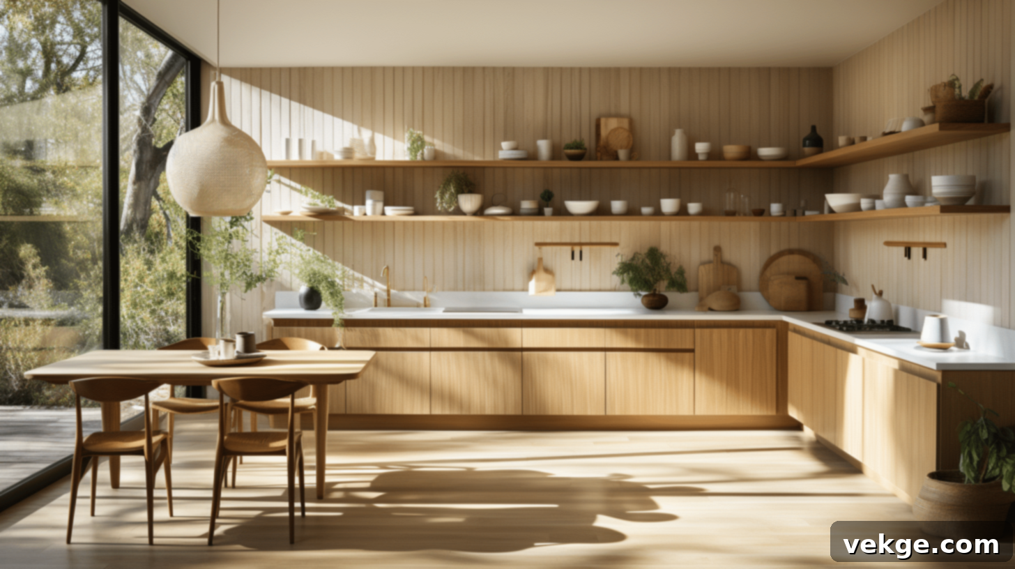 Brown Cabinetry with Vertical Shiplap Backsplash creating a cozy, rustic kitchen