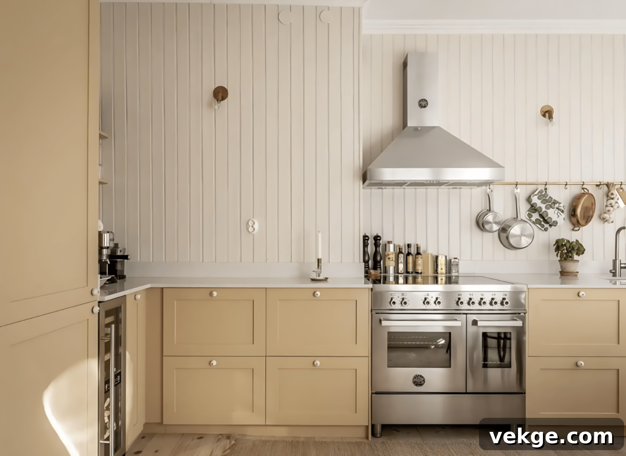 White Shiplap Walls on Top of White Marble Countertops for a classy kitchen