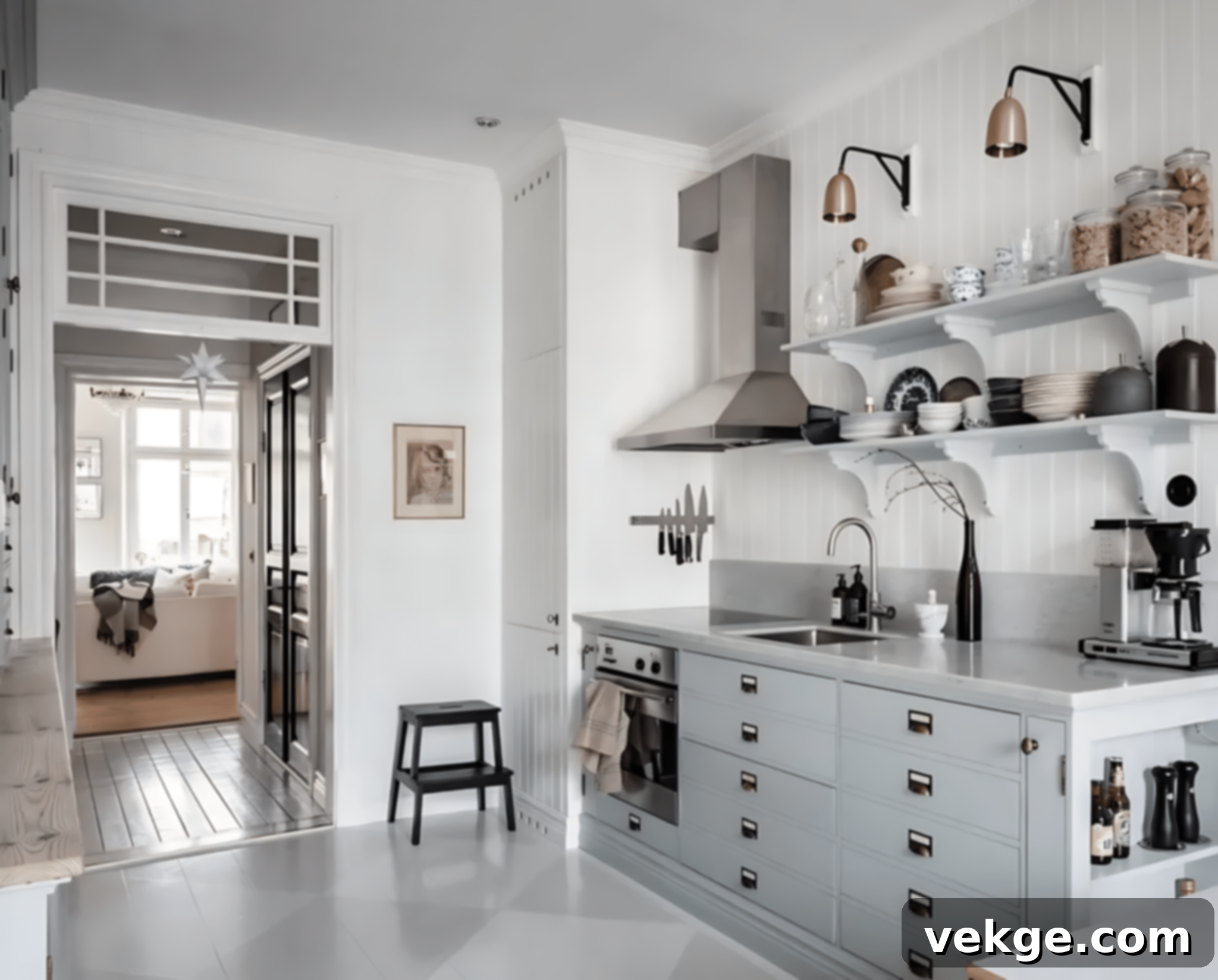 Ceiling-High Vertical Shiplap Backsplash creating a cohesive look in a kitchen