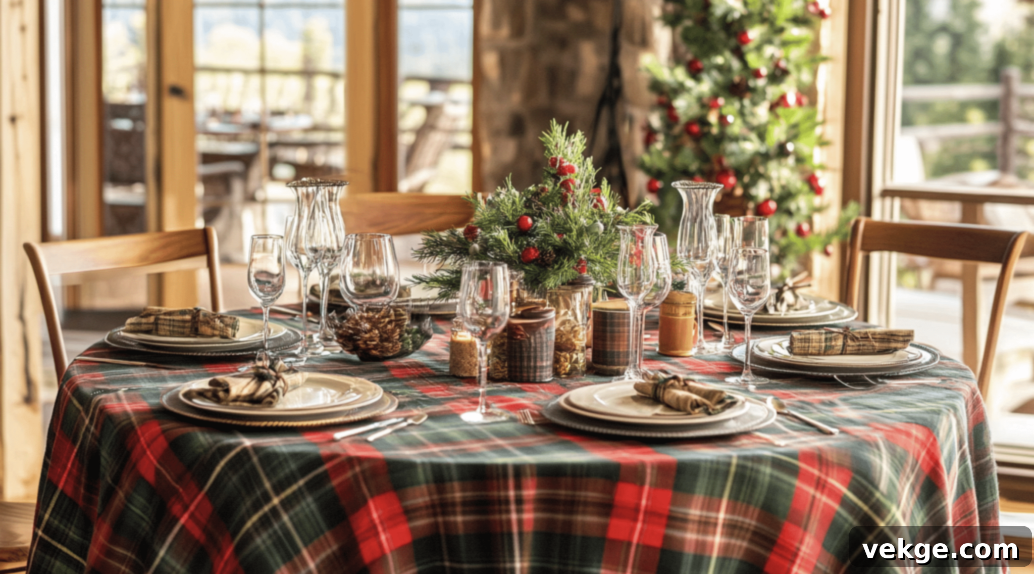 Plaid Patterns Round Tablecloth - Classic Red, Green, or Blue for Country Style