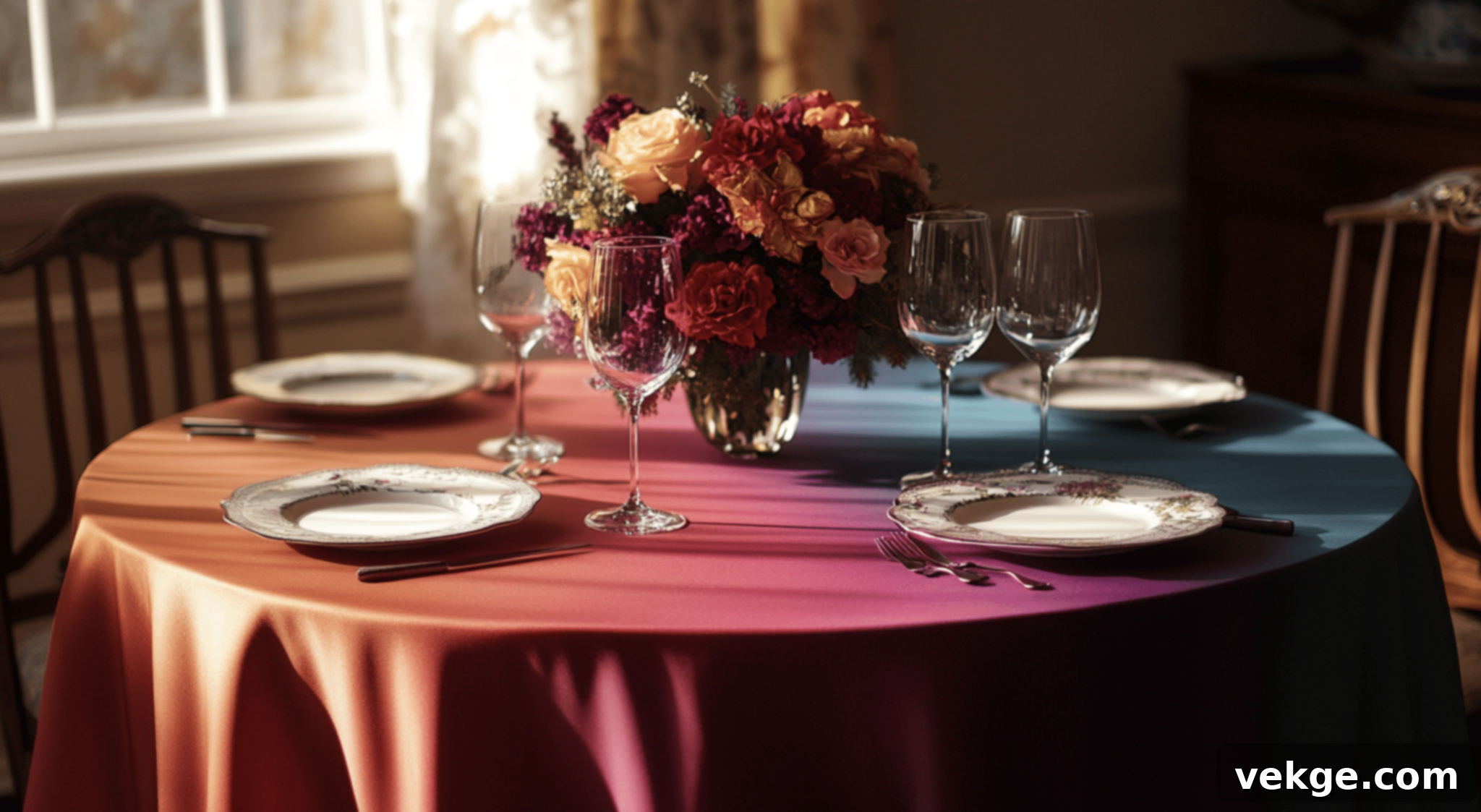 Ombre Style Round Tablecloth - Gradual Color Fade