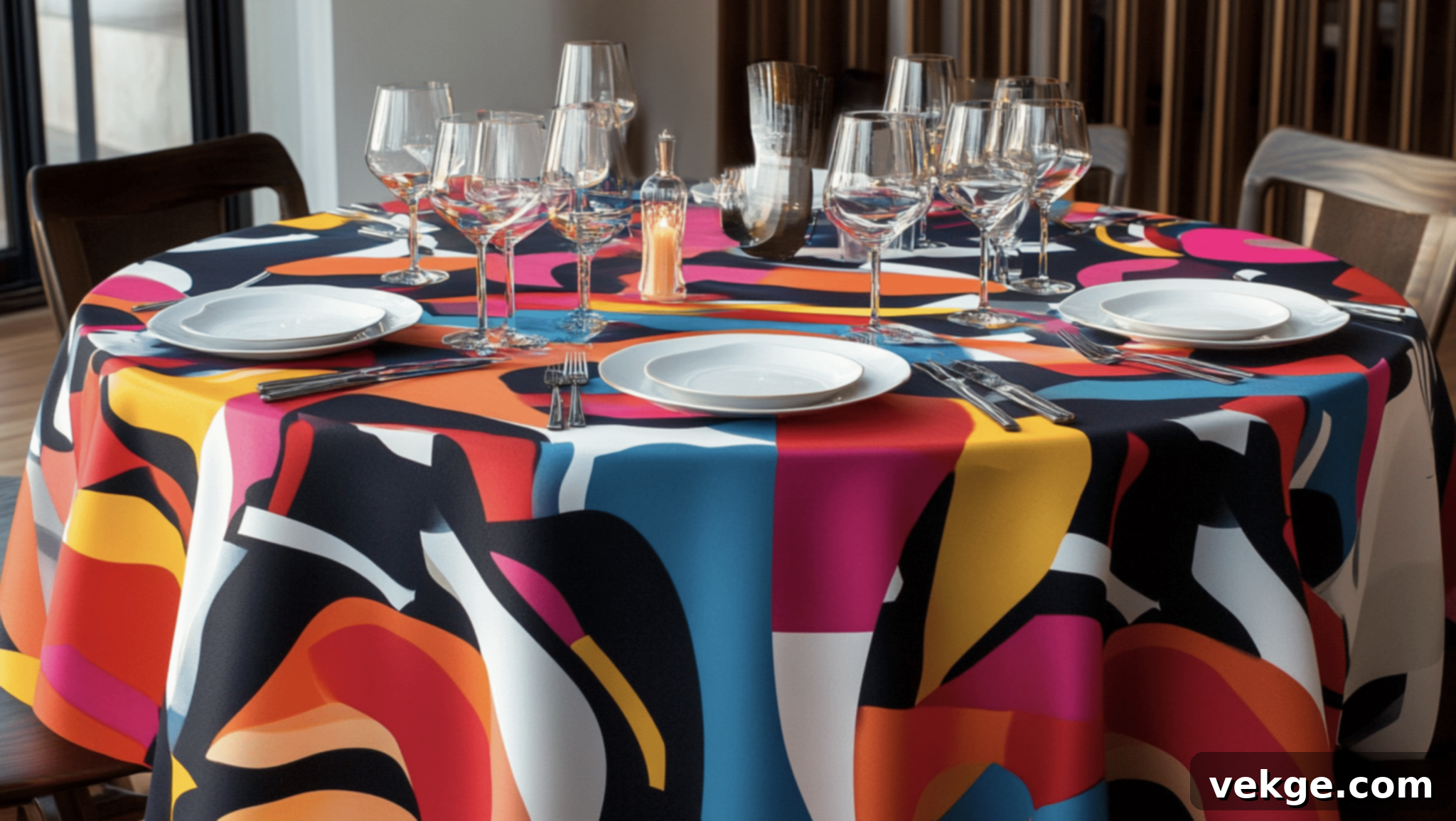 Artistic Design Round Tablecloth - Bold, Abstract, Modern