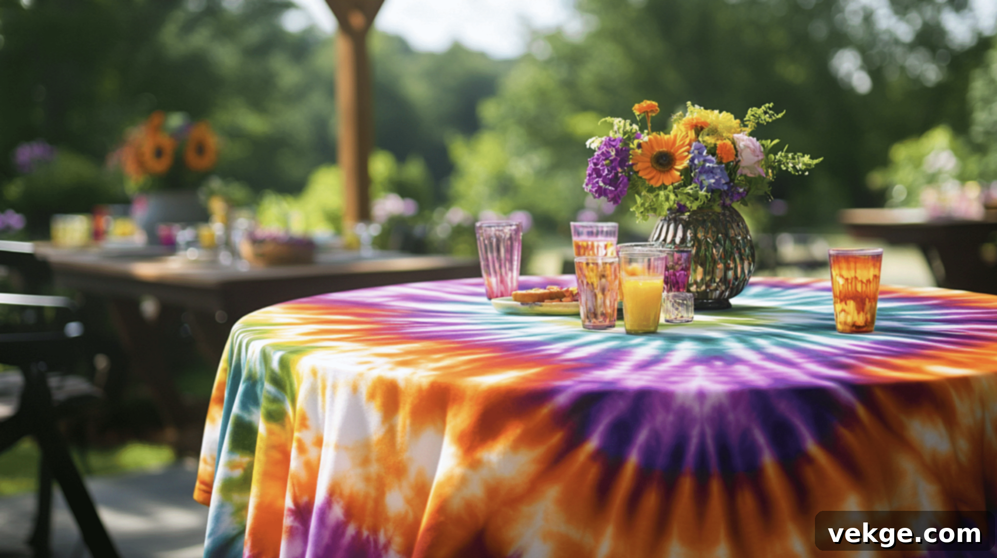 Tie-Dye Round Tablecloth - Vibrant and Laid-Back