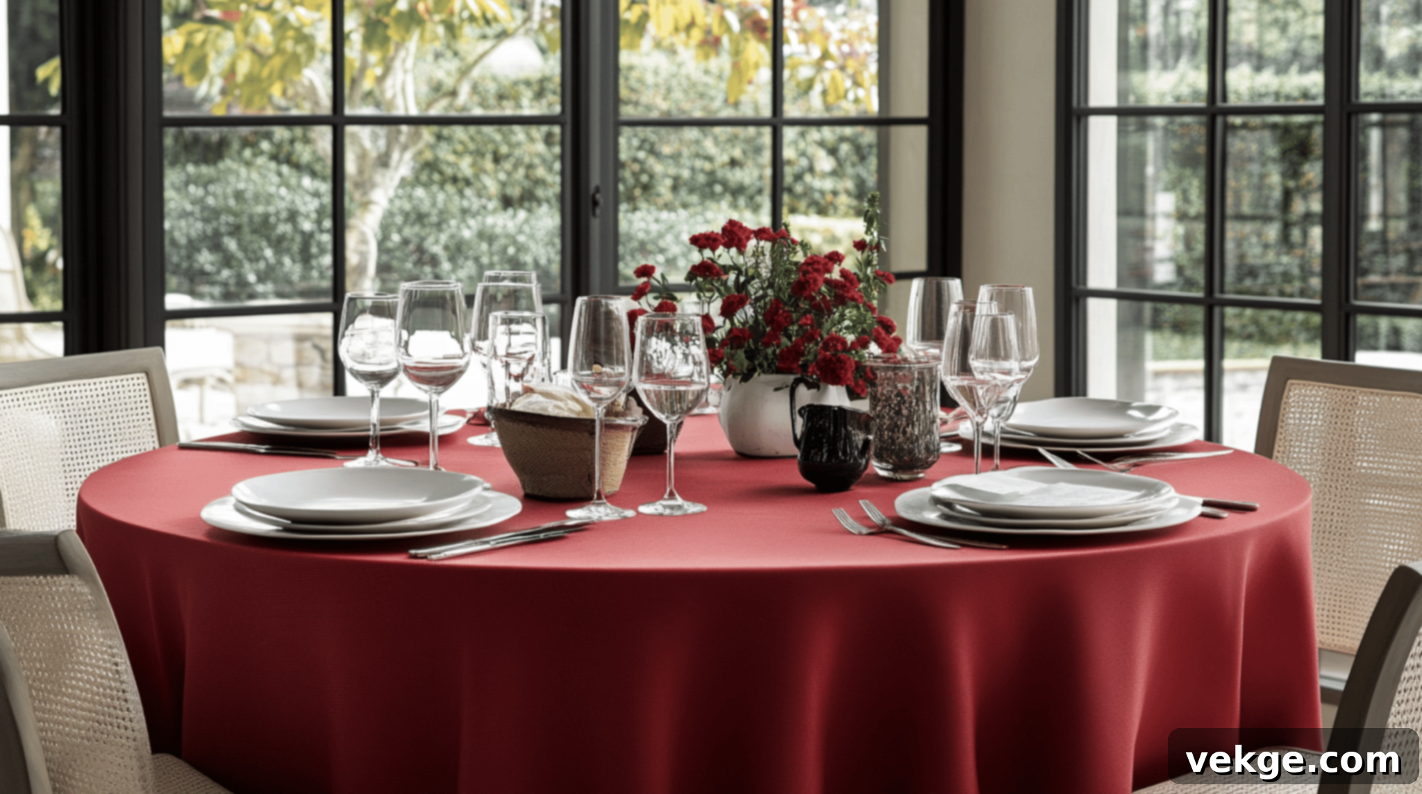 Bold Contrast Round Tablecloth - Vibrant Color with Neutral Settings