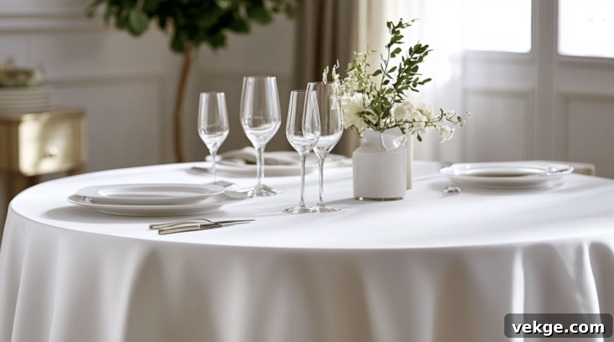 Minimalist White Round Tablecloth - Clean and Modern Backdrop