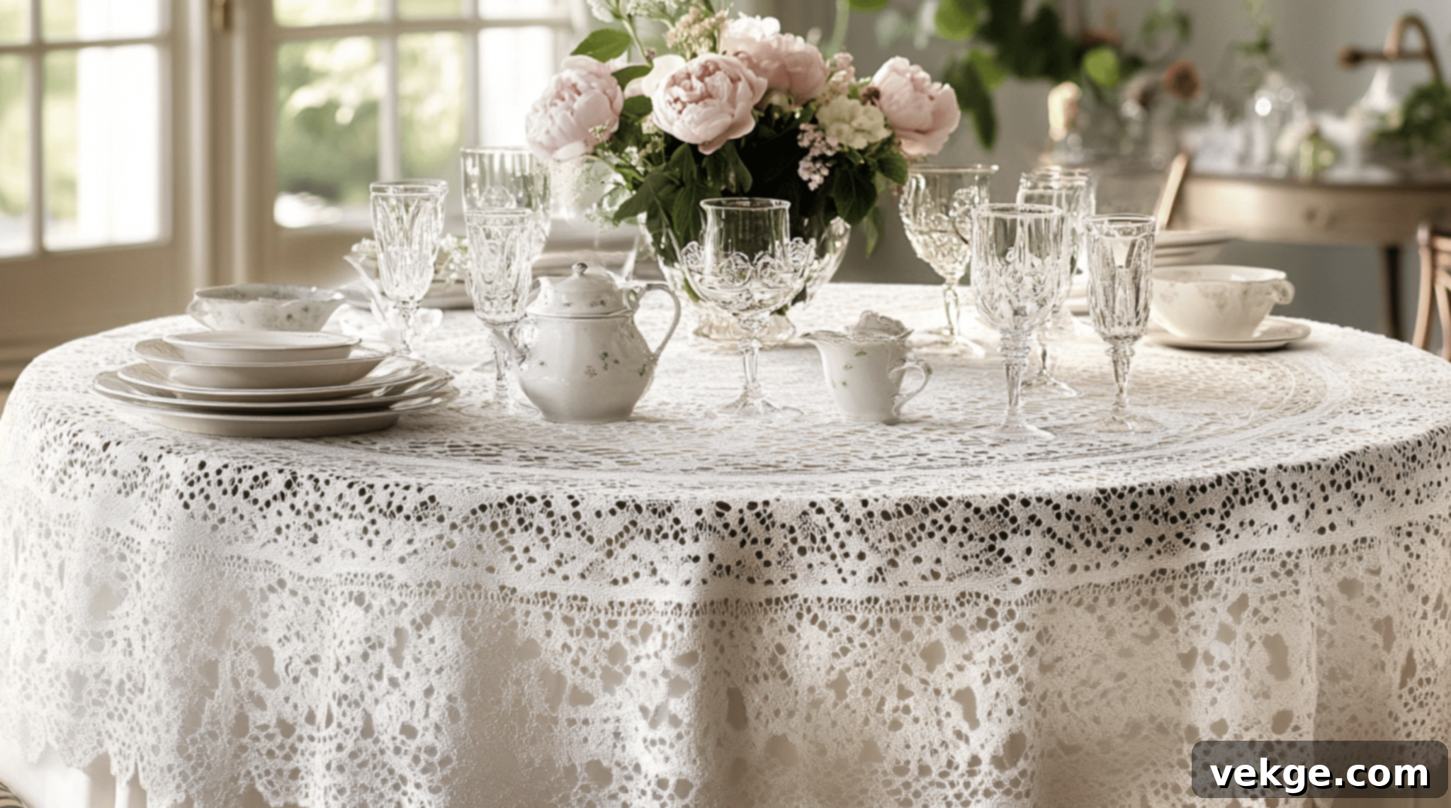 Vintage Lace Round Tablecloth - Antique and Nostalgic