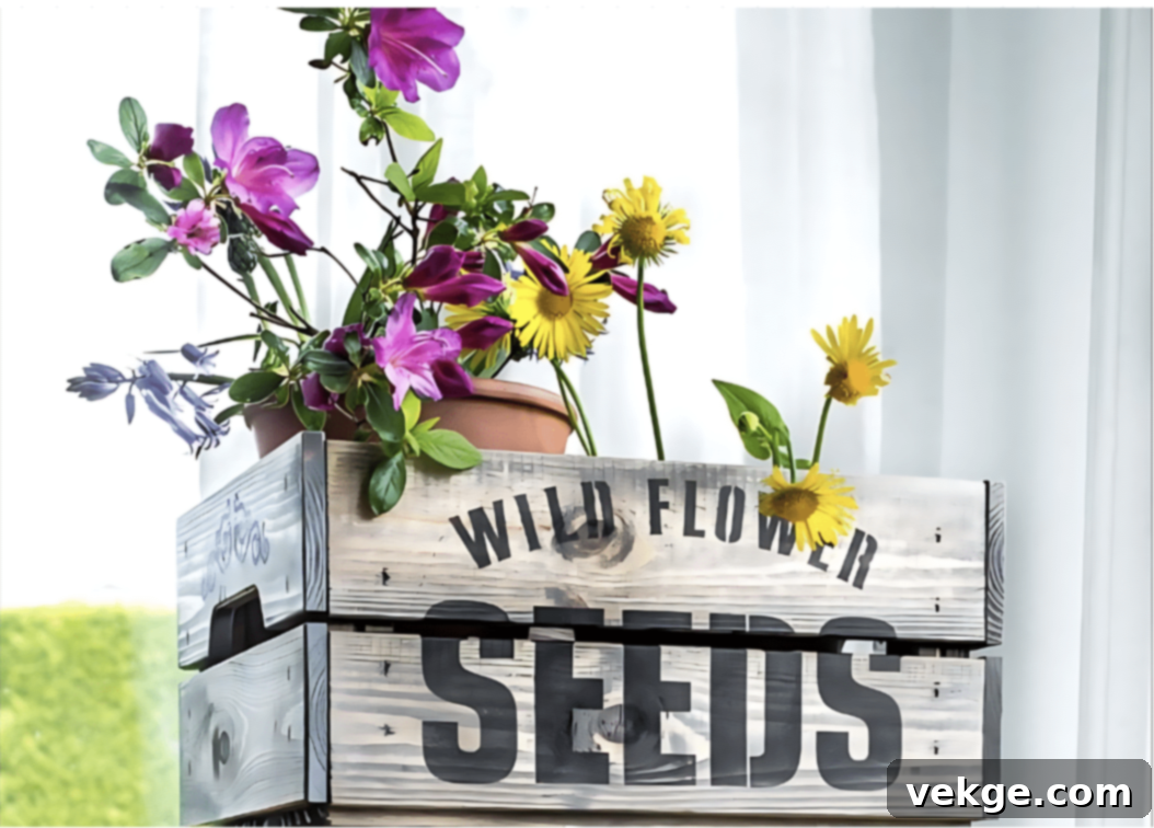 Stenciled IKEA Wood Crates for DIY Floral Displays