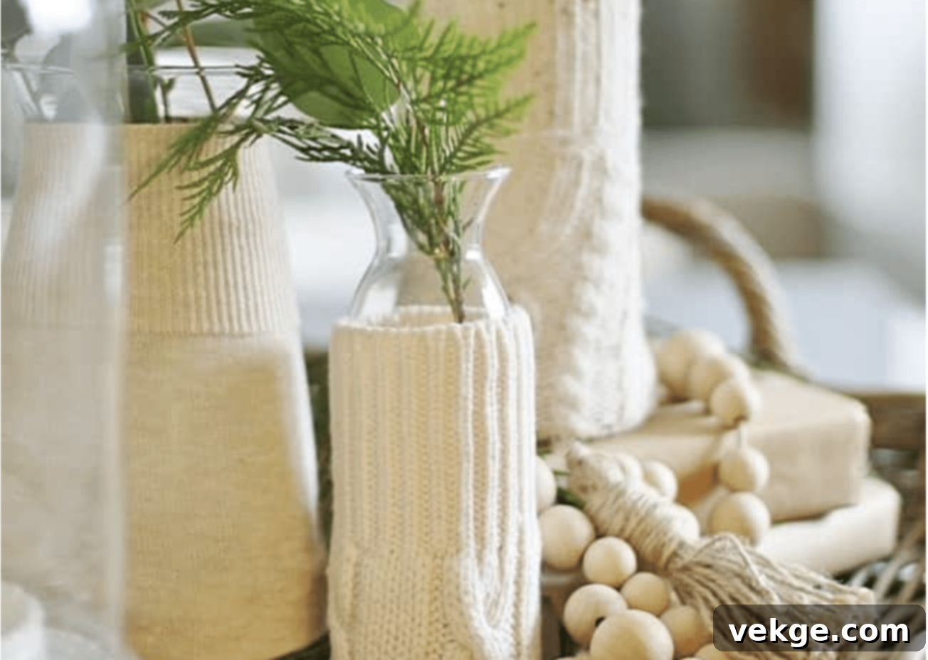 DIY Sweater Covered Vases for Cozy Winter Decor