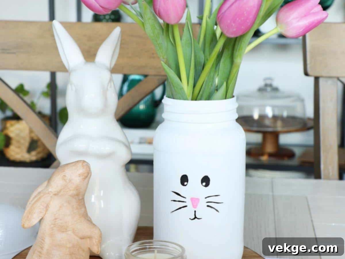DIY Easter Bunny Vases from Upcycled Jars