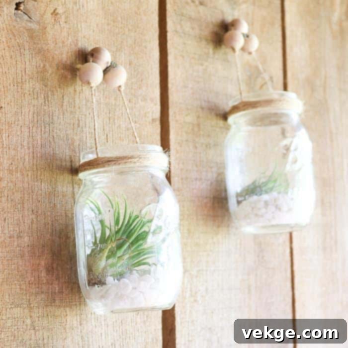 DIY Hanging Mason Jar Vase with Denim and Paper Mache