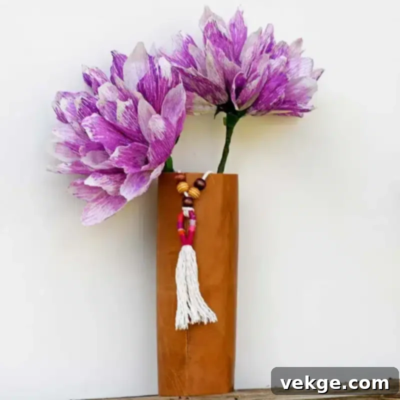 DIY Leather Boho Vase from Upcycled Leather Items
