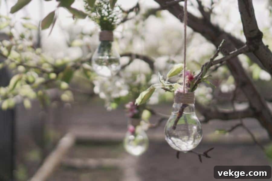 Hanging Light Bulb Vases for Delicate Floral Displays