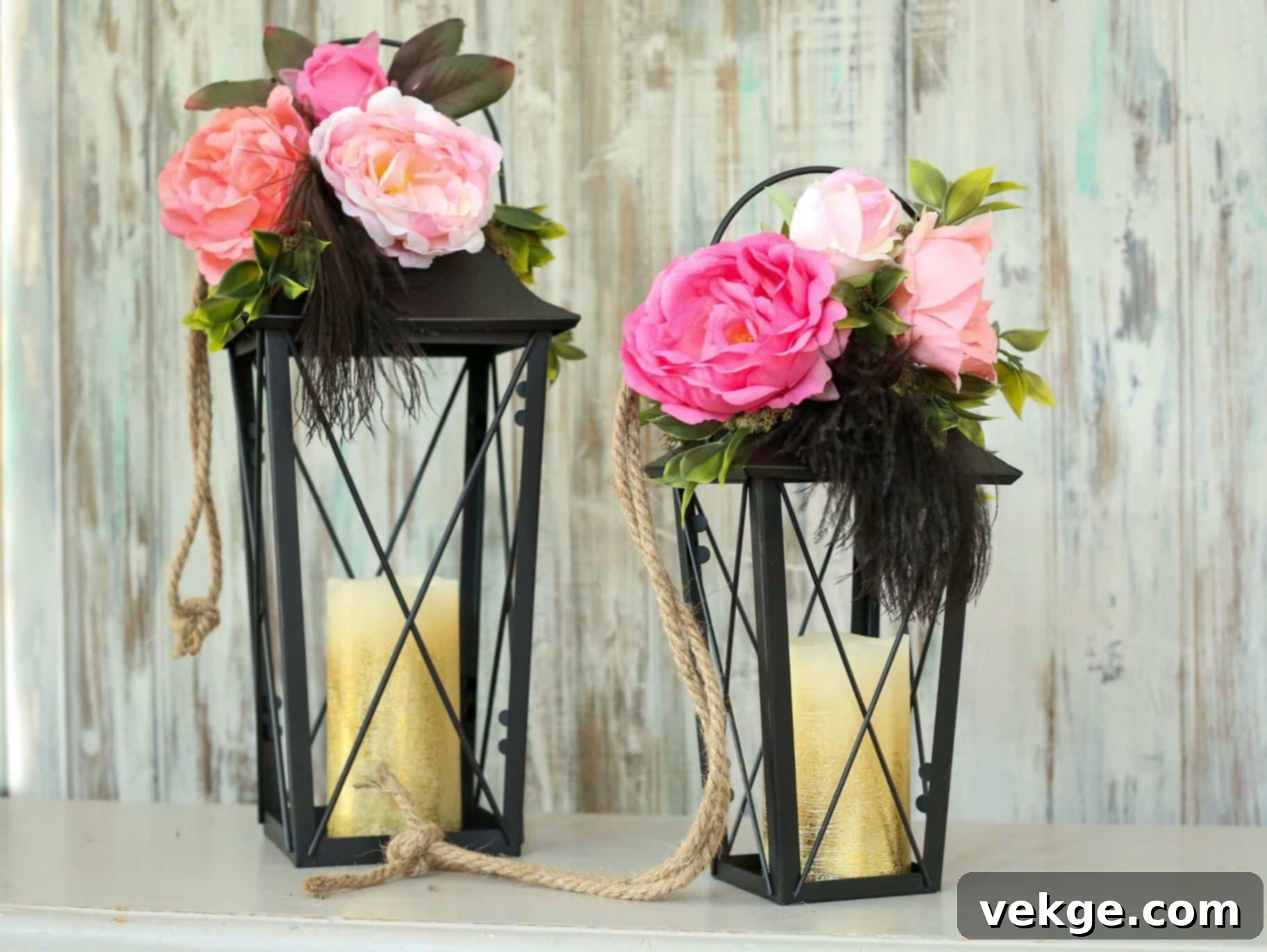 Rusty Lantern Upcycled as a Unique Floral Vase
