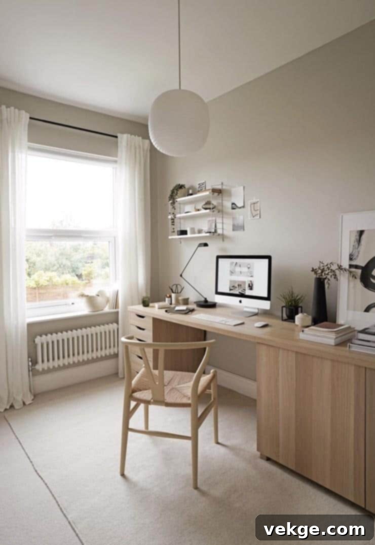 Home office with natural and task lighting